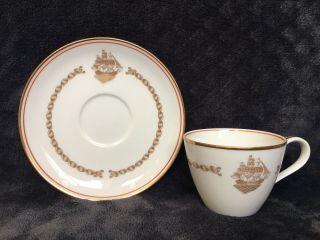 Rare Unique Vintage Noritake Japan Armorial Style Schooner Tea Cup And Saucer