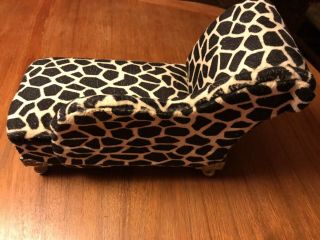 Doll Size Fainting Couch - opens up for storage black & cream geometric/giraffe 3