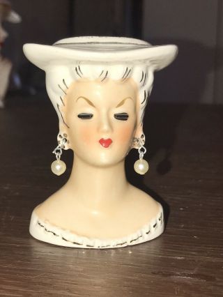 Vintage Lady Head Vase,  3.  5” Japan