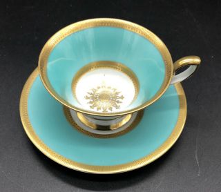 Vintage Pt Bavaria Tirschenreuth Germany Tea Cup & Saucer Blue & Gold