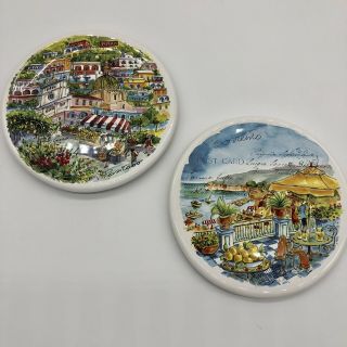 Valori Home 2 Ceramic Plates Positano & Sorrento Amalfi Coast Made In Italy 8 "