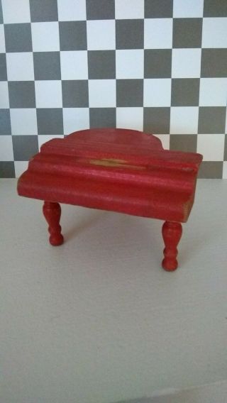 Vtg 1930s Strombecker Dollhouse Furniture Red Baby Grand Piano 1:16