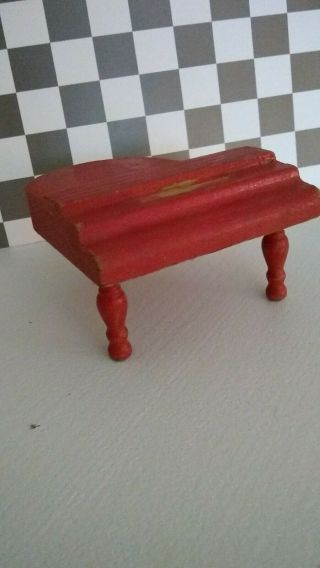 VTG 1930s Strombecker Dollhouse Furniture Red Baby Grand Piano 1:16 2