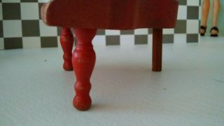 VTG 1930s Strombecker Dollhouse Furniture Red Baby Grand Piano 1:16 3