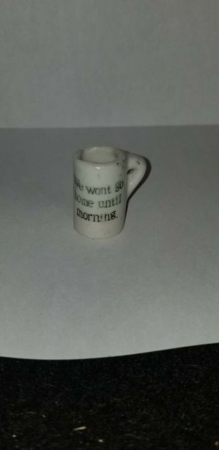 Vintage Dollhouse Miniature Japan Pottery Mug Tankard We Won 