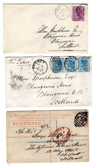 1876 - 1888 South Wales To Gb Covers X 3.