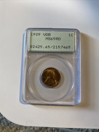 1909 Penny Vdb Ms65rd Pcgs Certified