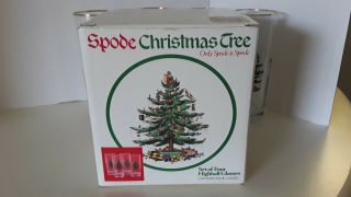Spode Christmas Tree Set Of Four Highball Glasses.  Glasses Are 6 1/4 " Tall.