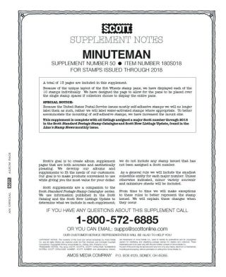 Scott Stamp Album Supplement - Minuteman - 2014