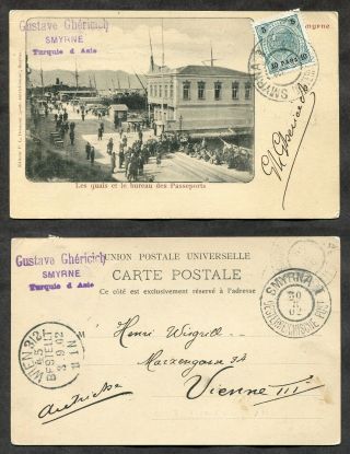 375 - Austria Levant Offices In Turkey On 1902 Smyrne Postcard.  Passport Office