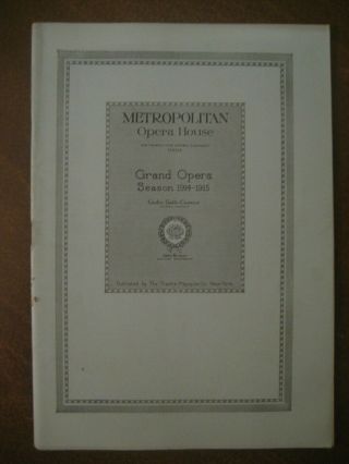 1914 - 1915 Metropolitan Grand Opera House Season Program - Un Ballo In Maschera