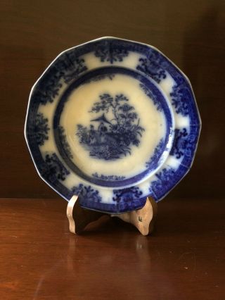 Antique 1840s Flow Blue 9 1/4 " Dinner Plate Amoy Davenport England