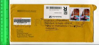 425560 Nepal To Germany 2014 Year Registered Real Posted Cover