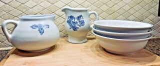 Pfaltzgraff " Yorktowne” Creamer,  Gravy Boat And 3 Cereal/soup Bowls