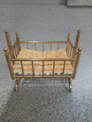 Miniature House Doll House Miniature Brass Crib
