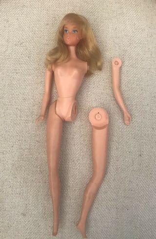 Vintage 1966 Mattel Barbie Doll Blonde Hair Blue Eyes