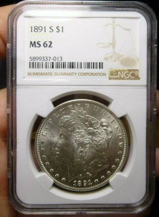 1891 S Morgan Silver Dollar Ngc Ms62