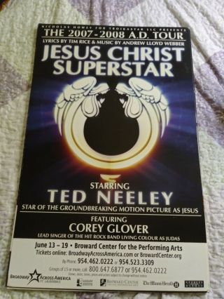 Jesus Christ Superstar Theater Broadway Window Card Poster 14 " X 22 " Two Sided