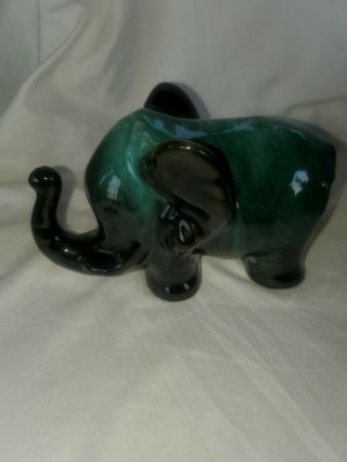 Blue Mountain Pottery Elephant,  Teal Drip Glaze,  Vintage C.  1970 ' s. 2