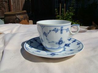 Vintage Royal Copenhagen Blue Fluted Half Lace Demitasse Cup & Saucer Set