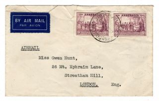 1937 Australia To Gb Airmail Cover / Franking.