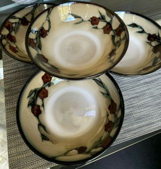 Mikasa Gourmet Basics Briar Rose Stoneware Set Of 4 Cereal/soup Bowls 36 Oz.