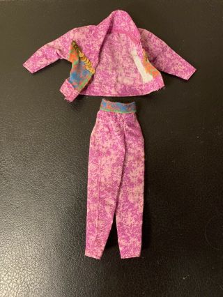 1993 Paint " N " Dazzle Brunette Barbie Replacement Pink Jacket And Pants