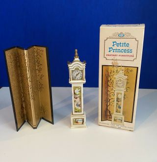 1964 Petite Princess Grandfather Clock And Folding Screen - -