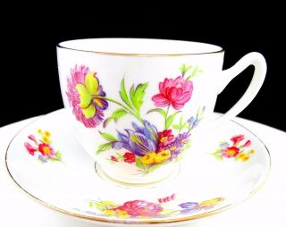 Duchess England Porcelain Pink & Yellow Floral 2 3/4 " Cup & Saucer