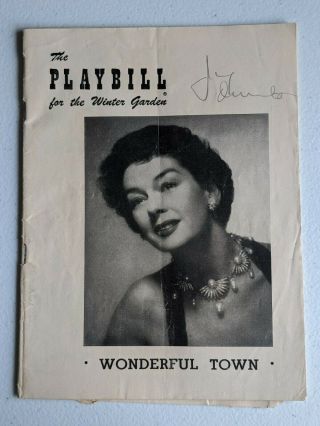 Jimmy Durante Autograph On Wonderful Town Playbill Apr 