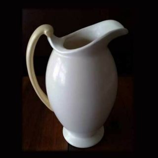 Large Vintage Royal Haeger Ceramic Art Pottery White & Yellow Pitcher Vase