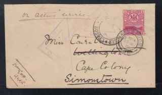 Cape Of Good Hope 1901 Boer War Redirected Cover Naauwpoort To Simonstown