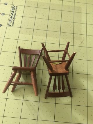 dollhouse miniatures 2 - dark Brown Wood Chairs 3