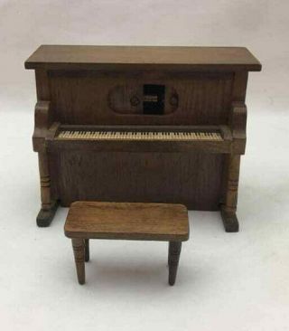 Miniature Upright Piano With Stool - Has Music Box But Doesn 
