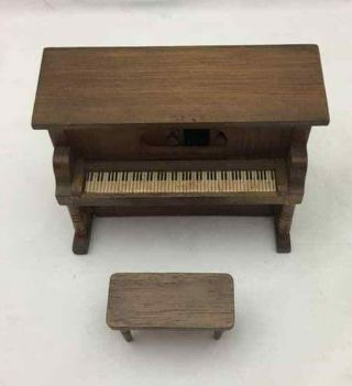 Miniature Upright Piano with stool - Has Music box but doesn ' t work 2