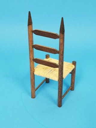 Wood Dollhouse Rush Seat Chair Miniature Ladderback
