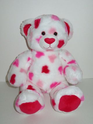 Build A Bear Plush Hearts Teddy Bear Red Pink White Heart Nose Stuffed Animal