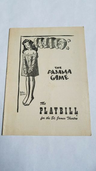 Vintage Broadway Playbill 164 - 1954 The Pajama Game Cast John Raitt