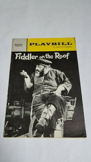 Vintage Broadway Playbill 43 - Fiddler On The Roof Zero Mostel Jerome Robbins