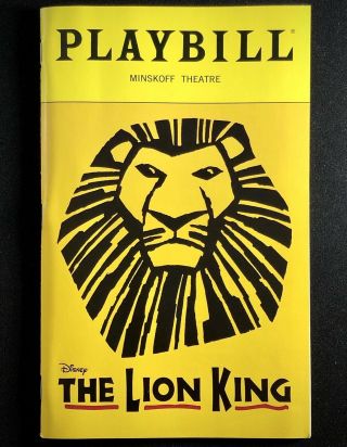 The Lion King Disney Broadway Musical Playbill 12th December 2019 With Inserts