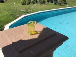Miniature Hand Blown Pitcher Yellow Could It Be Vaseline Glass