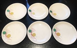 Set Of 6 Vintage Mcm Syracuse Fanfare Bread And Butter Plates 6 3/8”