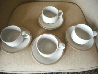 Midwinter Stoneware Natural Wedgwood England 4 Cups And Saucers