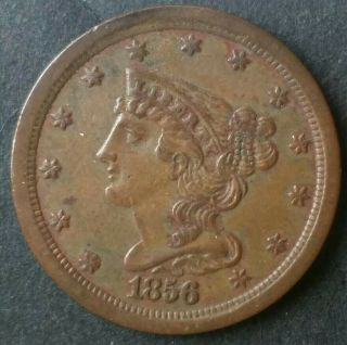 1856 1/2c Liberty Head Braided Hair Half Cent