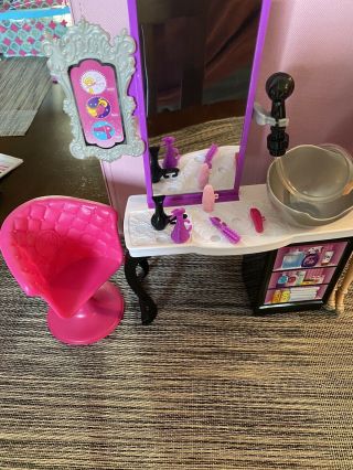 Barbie Style Salon Vanity w/ Mirror,  Sink,  Chair & Doll playset 2