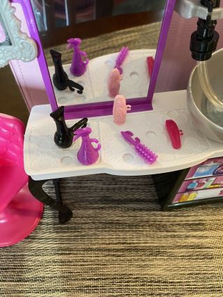 Barbie Style Salon Vanity w/ Mirror,  Sink,  Chair & Doll playset 3