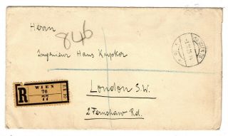 1925 Austria To Gb Registered Cover / 10.  000 K.  Single Franking.