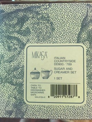 Sugar Bowl And Creamer Set Mikasa Italian Countryside Stoneware Nib