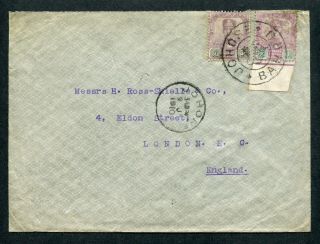 1910 Malaya Johore 1c,  3c Stamps On Cover Johore Bahru To Gb Uk Via Singapore