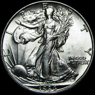 1936 - D Walking Liberty Half Dollar Silver Us Coin - - - - Gem Bu,  - - - - F604